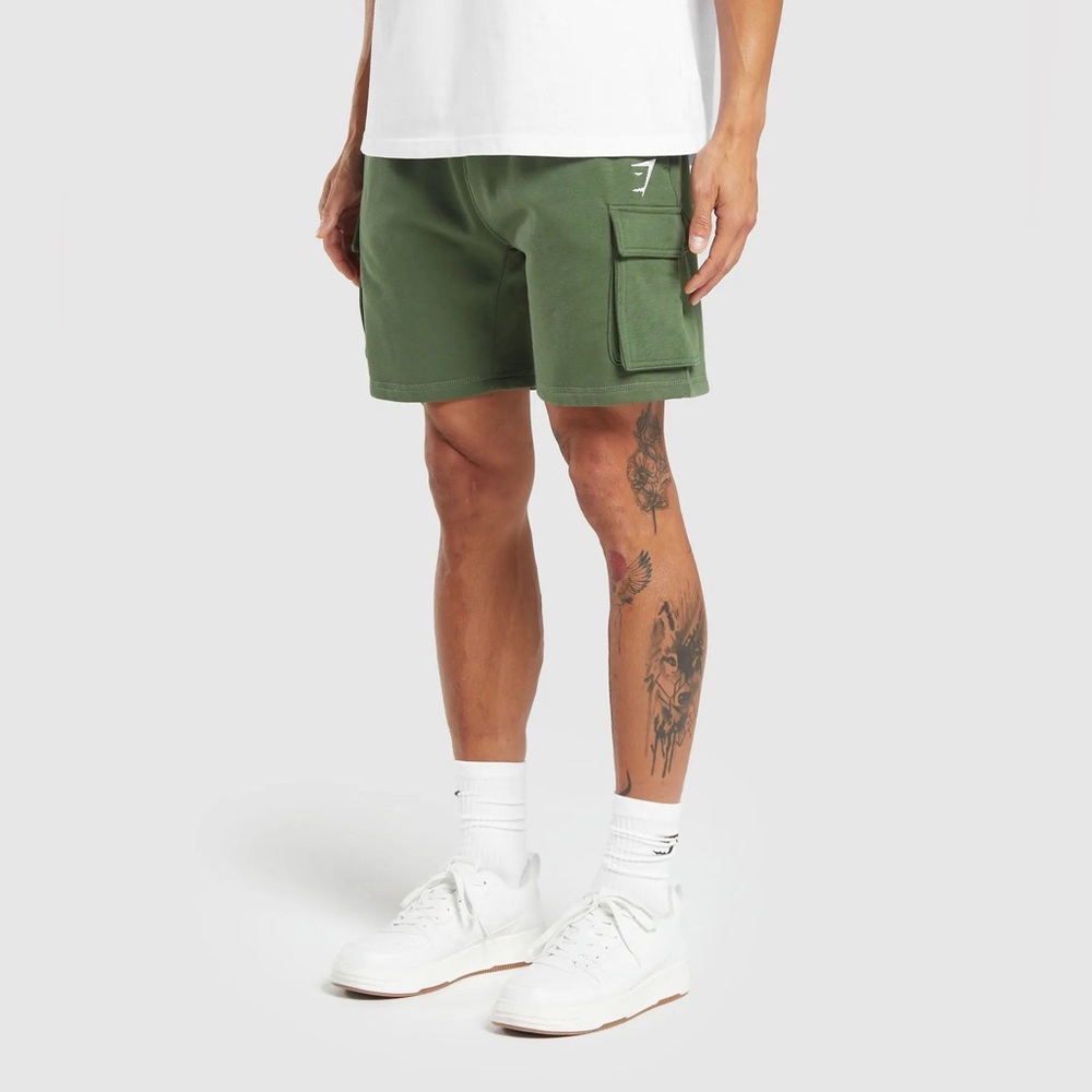 NWT Gymshark Crest Cargo 7” Shorts - Core Olive